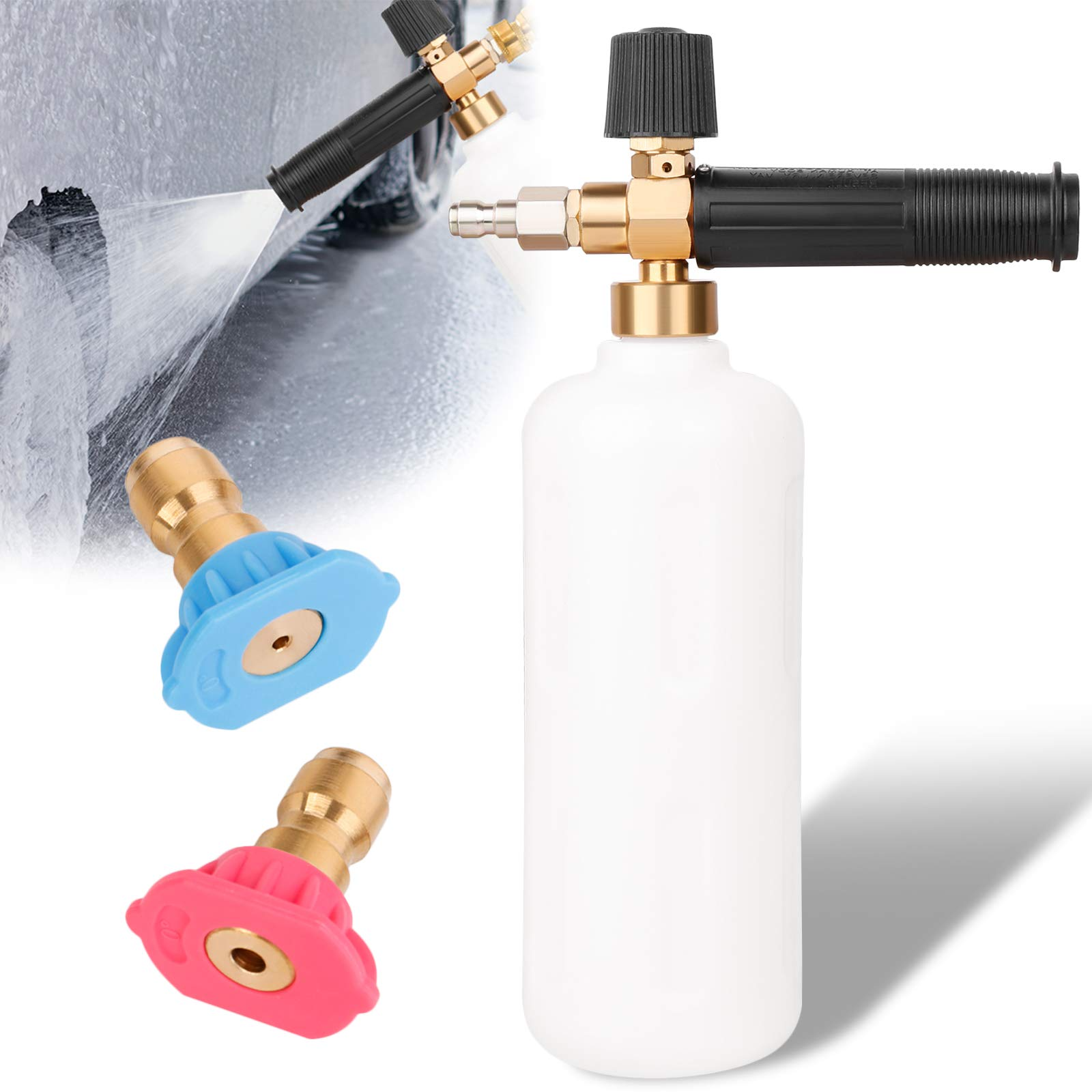 Snow Foam Lance, 1L 1/4 Quick Release Foam Cannon For Pressure Washer,  Adjustable Soap Dispenser Nozzle Foam Lance Bottle Car Wash