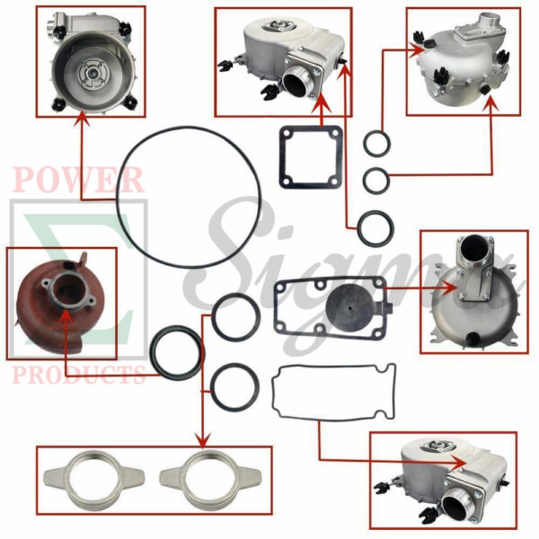 12PCS Pump Gasket O-Ring Heavy Duty Mechanical Shaft Seal Repair Kit for PREDATOR 3 in. 301cc Full-Trash Water Pump 23000GPH 56718 For Honda 3" In. 270cc Full Trash Pump WT30XK4A - Image 3