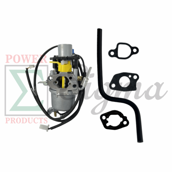 Carburetor Assembly with Stepper Motor, Gaskets & Fuel Line for Predator 5000 Watts Dual-Fuel Inverter Generator (Fits SKU 71367, 70143)