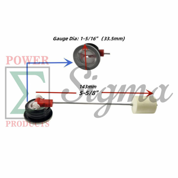 1-5/16” Diameter Push-in Fuel Level Gauge with 6-5/32”/156mm Arm for Champion 6250W Dual Fuel Generator 100592V for 6000W Generator with CO #201033 for 8750-Watt Open Frame Inverter Model #100520 - Image 2