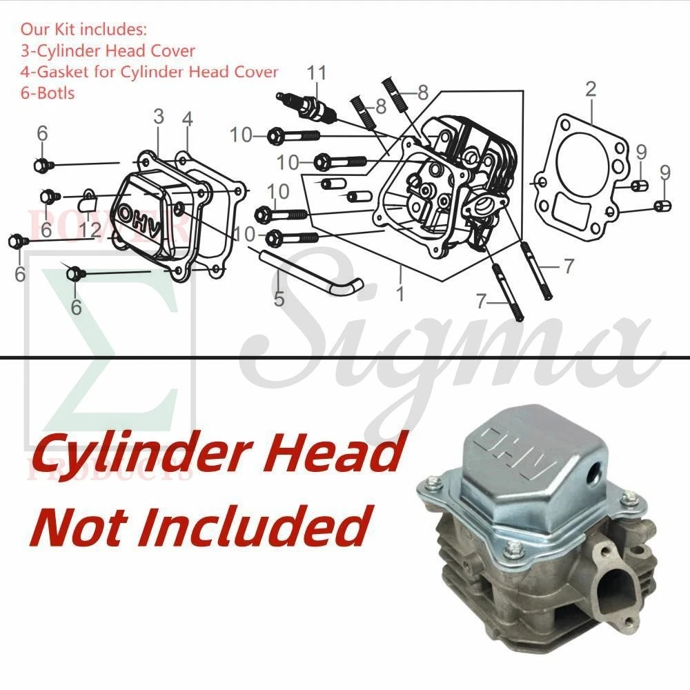 Cylinder Head Valve Cover with Gasket bolts – Replacement Part Fits Predator 79cc & 212cc Non-Hemi Engine for Coleman 196cc Mini Bike B200R BT200X for 98cc/196cc Go Karts CK100 GK100 GK200 KT196 CK196 - Image 3