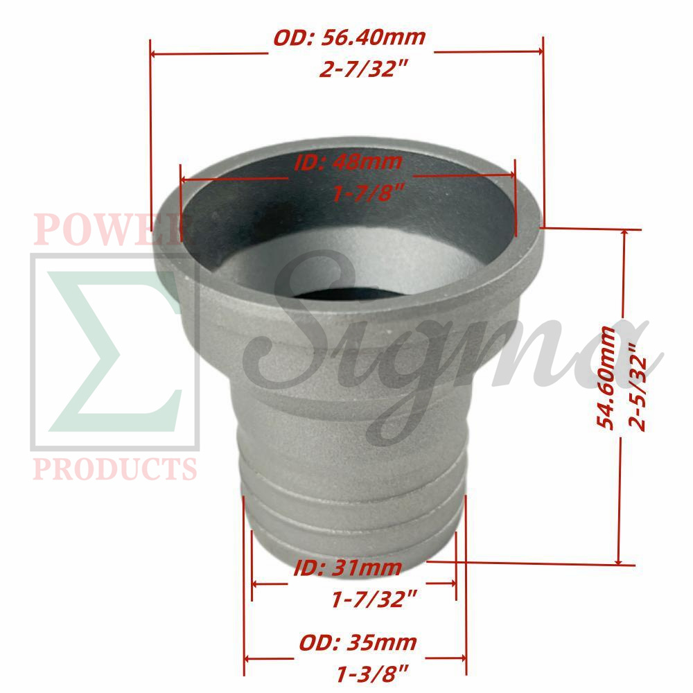 2" to 1-1/2" Aluminum Reducer Adapter (2-Inch to 1.5-Inch Reducing Adapter) Hose Fitting for Water Pump Inlet - Image 4
