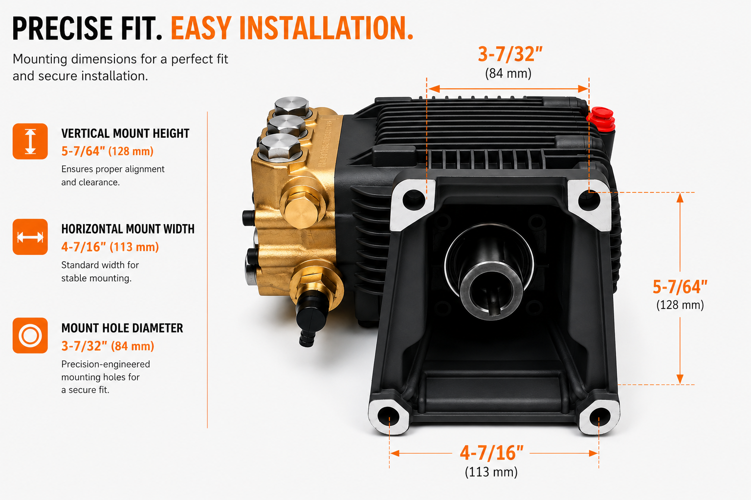 4000PSI Pressure Washer Pump Horizontal Shaft 1" For Devilblis EXHP3640 For Annovi Reverberi RKV4G36 For EB4040HA For Honda GX340 11HP GX390 13HP With Pressure Gauge 3/8 Inch Quick Connect (Copy) - Image 4